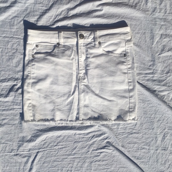 AEO White denim mini skirt